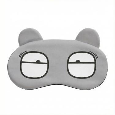Imagem de Máscara de dormir confortável com bloqueio de luz para viagem para casa e relaxamento com design de almofada de desenho animado refrescante em cinza