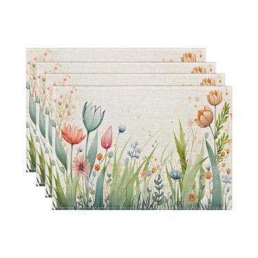 Imagem de Jogo De Sousplats Florais Com Folhas (Conjunto De 4, 6 Ou 8) Para Mesa