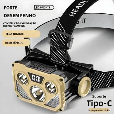 Imagem de Lanterna De Cabeça LED Azul E Vermelha Recarregável via USB Para Campi
