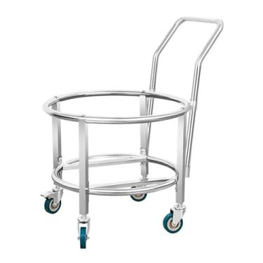 Imagem de Carrinho utilitário de aço inoxidável resistente com rodízios giratórios - Rack móvel de cozinha para restaurantes e uso industrial - Mova e organize facilmente panelas, baldes e suprimentos
