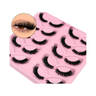 Imagem de Cílios Postiços 8D Cat Eye Faux Mink Lasvirey, Volume Fluffy, Cílios F