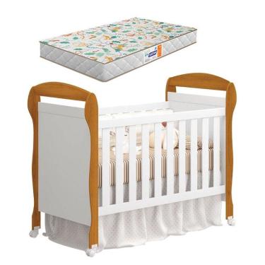 Imagem de Berço Americano Danny Branco Acetinado Savana Com Colchão Gazin - Reller