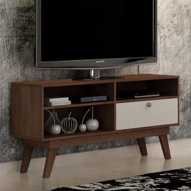 Imagem de Rack Para Tv Até 50 Polegadas 1 Porta Houston Valdemóveis Chocolate/off White