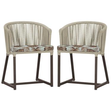 Imagem de 2 Cadeiras De Jantar Noronha Marrom Corda Náutica E6 Trama Rami