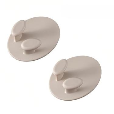 Imagem de Pacote com 2 suportes de tomada de parede – Suportes de montagem cinza para gerenciamento de cabos de mesa e parede, organizador universal de ganchos com adesivo (Apricot)