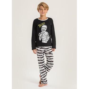 Imagem de Pijama Longo Infantil Menino Preto Blusa e Calça Mumia - Molekada, 4