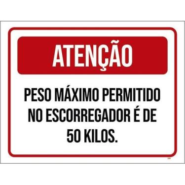 Imagem de Kit 10 Placa Acm Peso Permitido Escorregador 50Kg 18X23 - Sinalizo