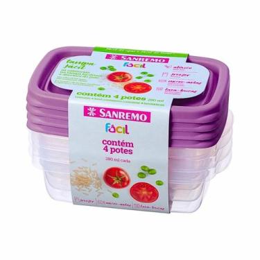 Imagem de Conjunto 4 Potes Rosa Plástico Sanremo 280ML