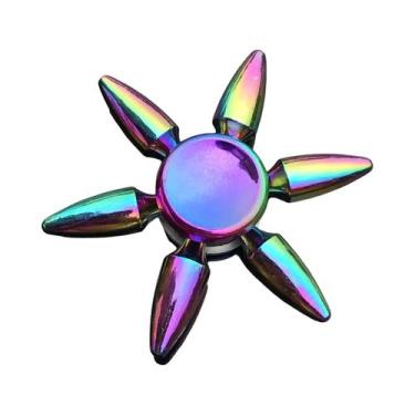 Imagem de Fidget Spinner De Metal Com Gradiente Arco-Íris, Rolamento Silencioso,