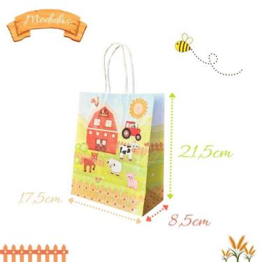 Imagem de Sacola De Papel Kraft Presente Estampadas 17,5X8,5X21,5Cm - Db