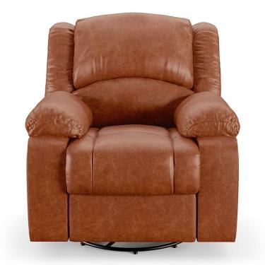 Imagem de Poltrona Do Papai Reclinável Sala De Cinema Barcelona Glider Manual Giratória Pu Caramelo Brilho