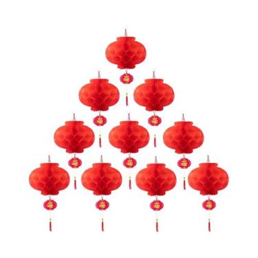 Imagem de Lanternas De Papel Vermelhas Chinesas De 8 Polegadas Para Decorações D