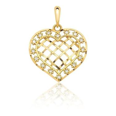 Imagem de Pingente Ouro 18k Coração Com Zircônias - Dreamfactoryjóias