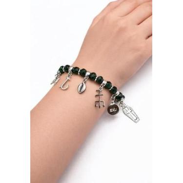 Imagem de Pulseira Exú do Lodo Verde Escuro Cristal  Proteção  Limpeza Espiritua