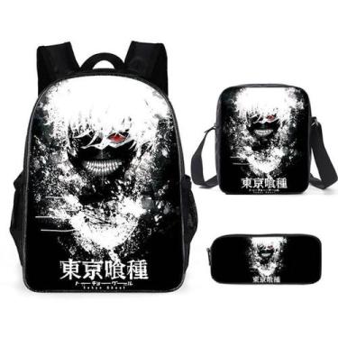 Imagem de Conjunto de mochilas Tokyo Ghouls Satchel Poliéster Anime Cas Kids - y