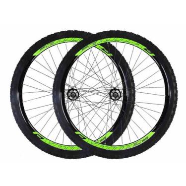 Imagem de Roda 29 vzan vnine 36f preto e verde com cubo rolamento pneu