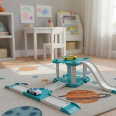 Imagem de Brinquedo Pista Estacionamento de Corrida com Carrinhos Aprendizado Di