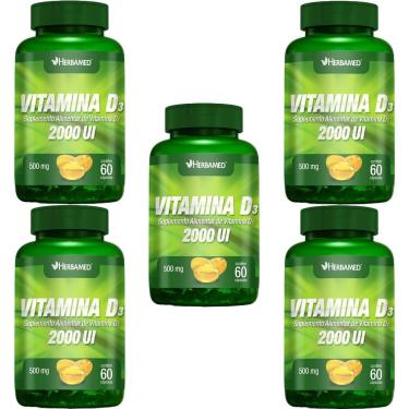 Imagem de Kit 5X Vitamina D3 2000UI - 60 Cápsulas - Herbamed-Masculino
