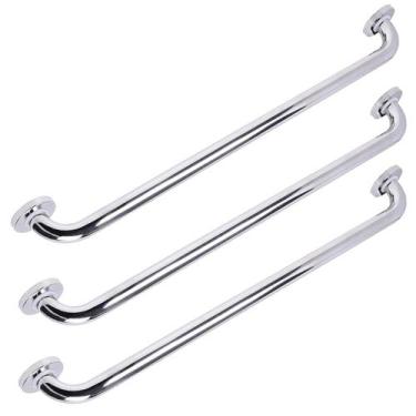 Imagem de Barra Alça De Apoio 80cm Inox Kit 3 Uni Acessibilidade PCD Escada Banh