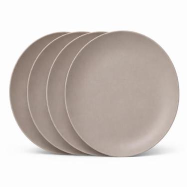 Imagem de Jogo Copos Pratos Bowl De Plástico Cinza Concreto Kit Conjunto 20 Peça