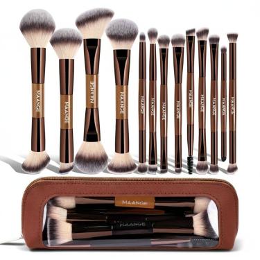 Imagem de KIT 13 Pincéis Maquiagem MAANGE Bolsa Cerdas Macias Dia a Dia
