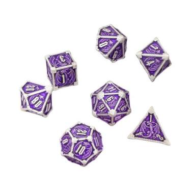 Imagem de Conjunto De Dados De Metal Artesanais Para RPG D20 D12 D10 D8 D6 D4 Pa