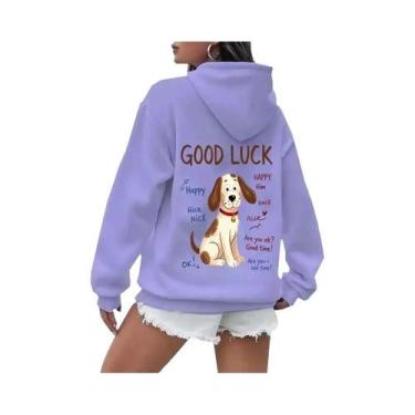 Imagem de Moletom Feminino Y2K Casual De Rua Com Capuz, Manga Longa E Bolso Cang