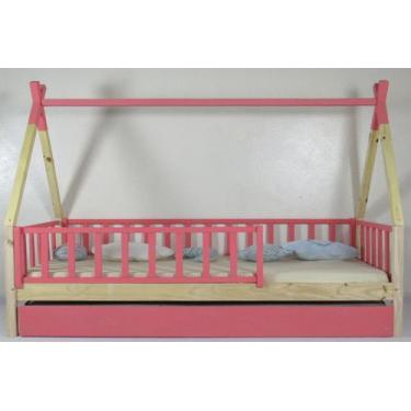 Imagem de Bicama Montessoriana Solteiro Cabana Colorida Madeira Maciça Pinus - P