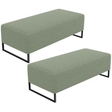 Imagem de Kit 02 Puffs Decorativo Sala De Estar Bali W01 Base Ferro 120X50 Cm Bo