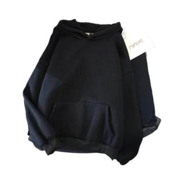 Imagem de Moletom Feminino Casual Liso Com Capuz, Elástico, Bolso Solto, Quente,