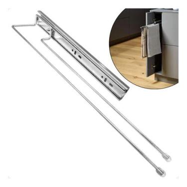 Imagem de Suporte Porta Pano Toalha Deslizante Duplo Corrediça Armário - Jomer, 