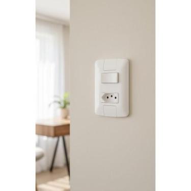 Imagem de Kit 5 Conjuntos 1 Interruptor + Tomada 10A Branco 4x2 - Congratulation