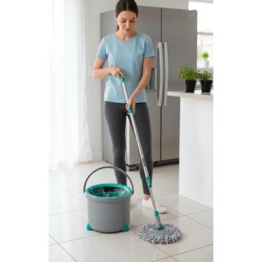 Imagem de Mop Giratório Balde 6L Limpeza Rápida Piso Cinza Tiffany - Congratulat