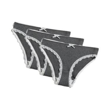 Imagem de Conjunto De 3 Calcinhas De Algodão Com Renda Para Mulheres, Lingerie S
