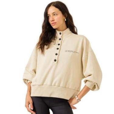 Imagem de Moletom Colcci Comfort Gola Alta Fecho em Botões Bege Feminino-Feminino