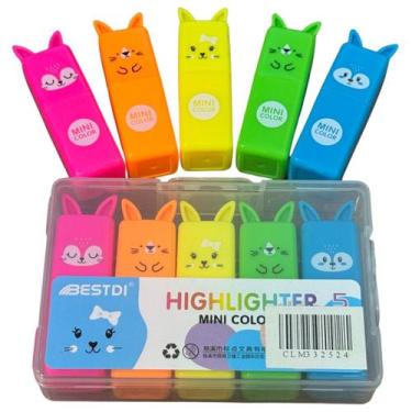 Imagem de Kit Mini Marca Texto Ursinho Kawaii Boow Desenho Qualidade - MLBpel, M