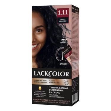 Imagem de Tintura Capilar Permanente Lack Color Creme Kit 1.11 Preto Azulado