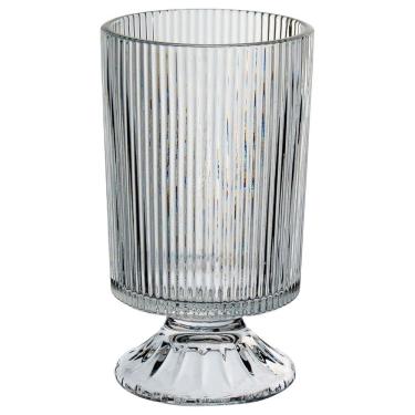 Imagem de VASO DECORATIVO ENFEITE PLANTA REDONDO COM PÉ VIDRO x10x17cm TRANSPARENTE