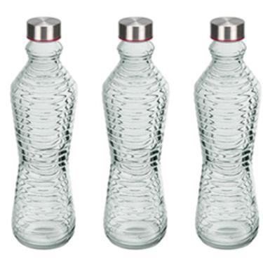 Imagem de KIT 3 GARRAFA SUCO ÁGUA LEITE HOME&CO VIDRO COM TAMPA 1 LITREO 31x9x9cm TRANSPARENTE