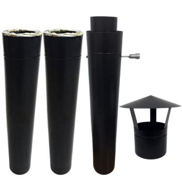 Imagem de Kit Chaminé Forno Iglu Revestido Lã De Rocha - Forno Pizza - INOX LAUR