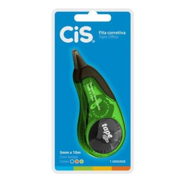 Imagem de Corretivo em Fita Cis Tape Office com Formato Anatômico e Tampa para Correções de Textos 5MM X 10M Unidade Verde