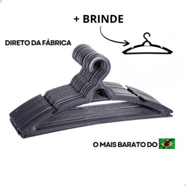 Imagem de Cabide Adulto Kit 100 Unidades para Organizar Roupas em PP Reforçado com Acabamento Arr...