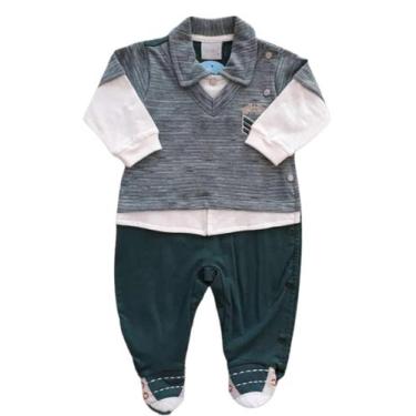 Imagem de Macacão Bebê Masculino Longo Recorte Aviator Miniclô, Verde, M