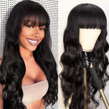 Imagem de Perucas Body Wave Lativ com franja, cabelo humano com densidade de 150