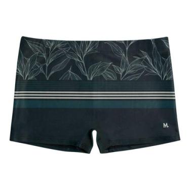 Imagem de Sunga Praia Boxer Estampada Mash Laterais Largas Microfibra, Verde, P
