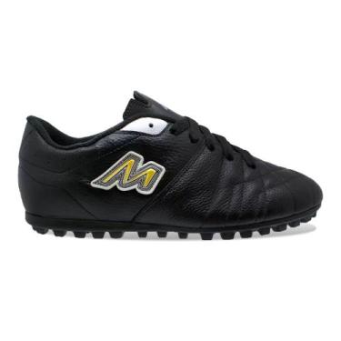 Imagem de Chuteira Mathaus Masculina Society Couro Original, Preto, Branco, 37