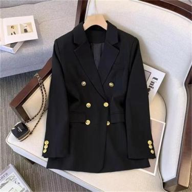 Imagem de Blazer Feminino Slim Fit - Duplo Breasted, Manga Comprida - Casual e p