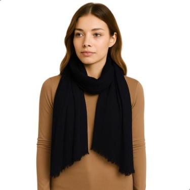 Imagem de Cachecol Feminino Pashmina Xale Tipo Manta Toque Macio Com Franjas 175
