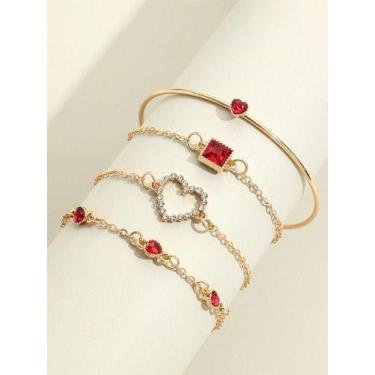 Imagem de Bracelete Pulseira De Coração 4 Peças - PLACE