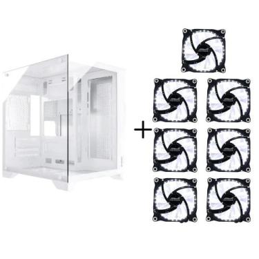 Imagem de Gabinete Gamer Aquario Clarity Branco Vidro + 7 Fans LED - Fortrek, Br